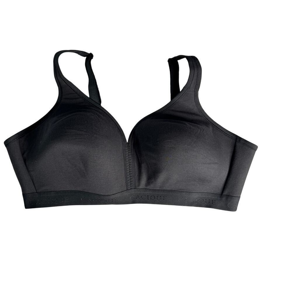 Cacique Womens 46C Black Wireless Bra Lightly Lined Plus Size Comfort